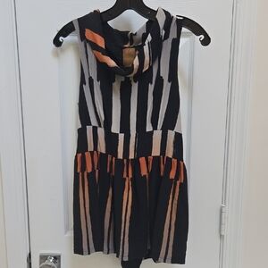 Ali Ro Black and Orange Cowl Neck Tunic